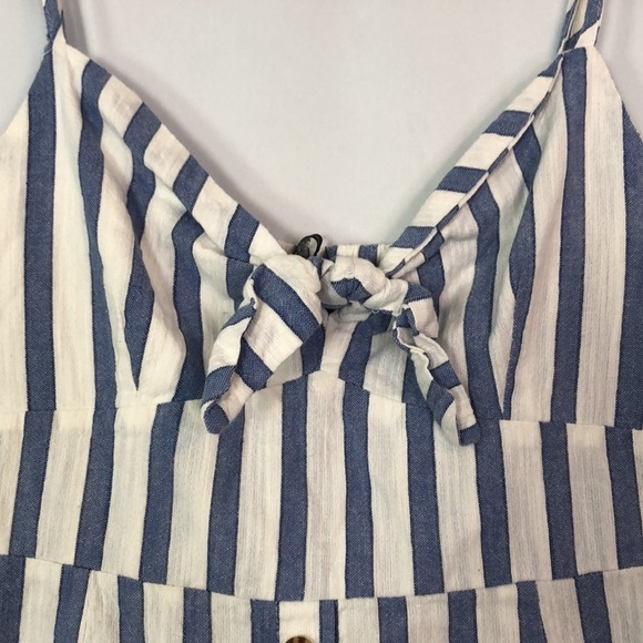 Derek & Heart Shoulder Strap Blue/White Stripe Mini Dress Size L - Picture 5 of 10
